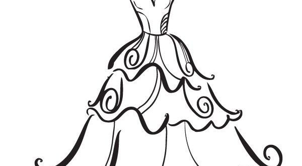600x330 Wedding Dress Clipart Line Art