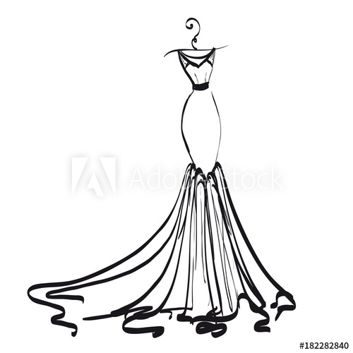 500x500 Wedding Dress Design, Black And White