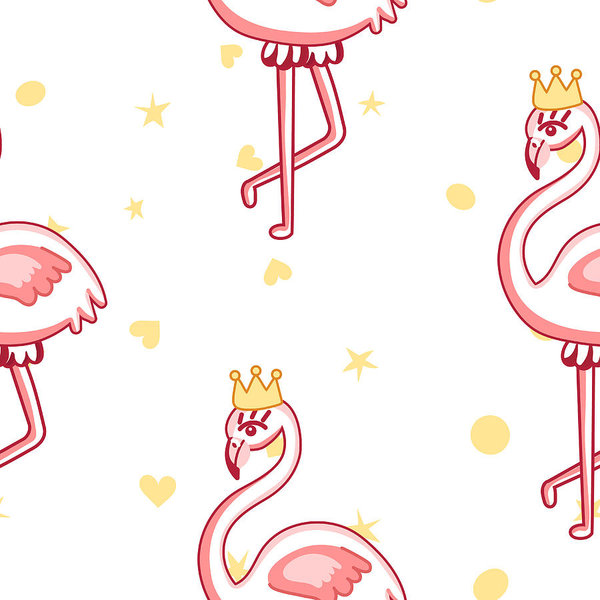 600x600 Flamingo Fashion Pattern Scandinavian Vector Illustration