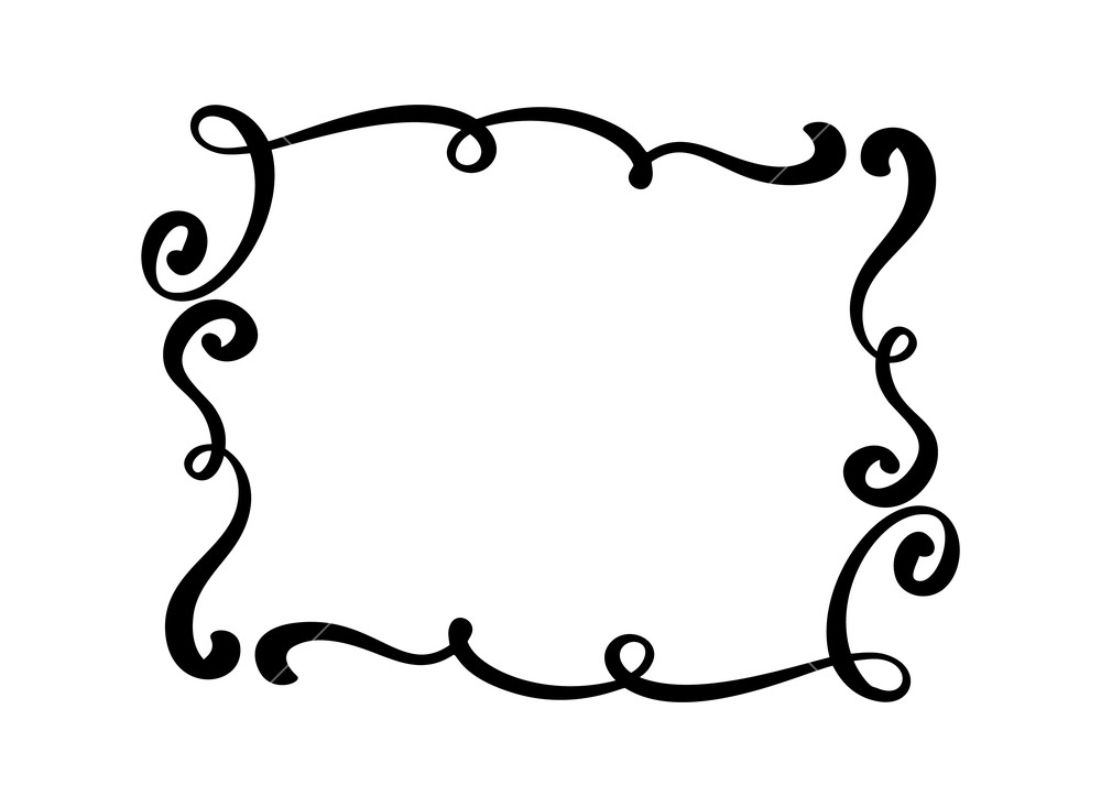 1000x733 Flourish Vintage Frame Swirl Illustration For Text, Greeting Card