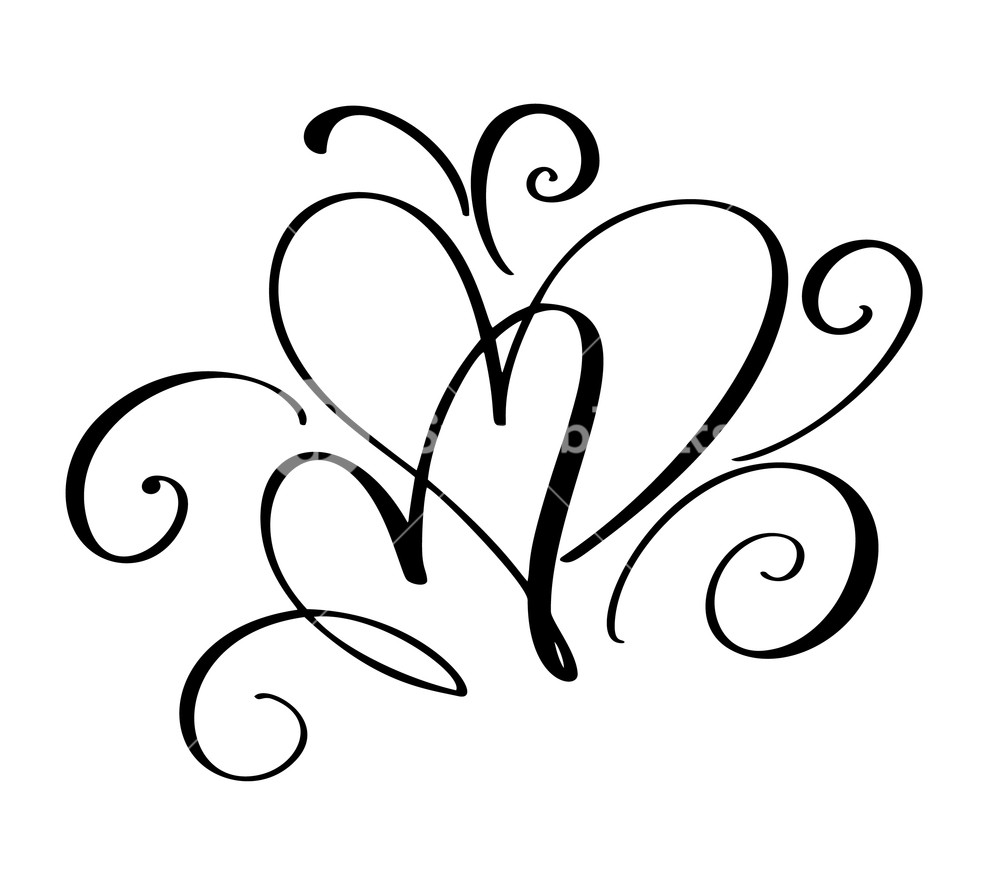 1000x875 Vector Valentines Day Of Flourish Calligraphy Vintage Hearts Hand