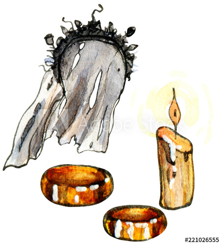 453x500 Watercolor And Ink Halloween Illustrations Of Bridal Veil, Wedding