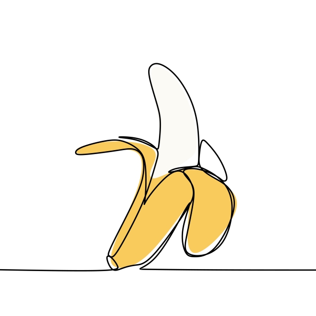 640x640 Banana Continuous Line Drawing Vector Illustration, Banana, Weight