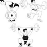 180x180 Weightlifting Poses Art Print