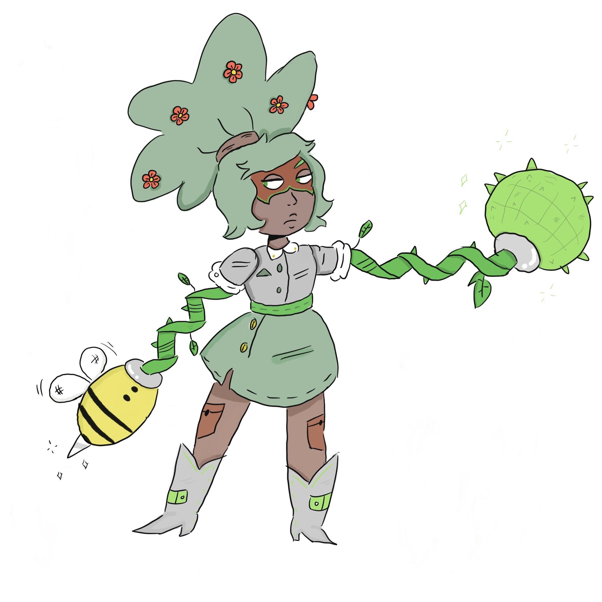 2048x2048 the final drawing of my plant arms oc, rose mary!! arms