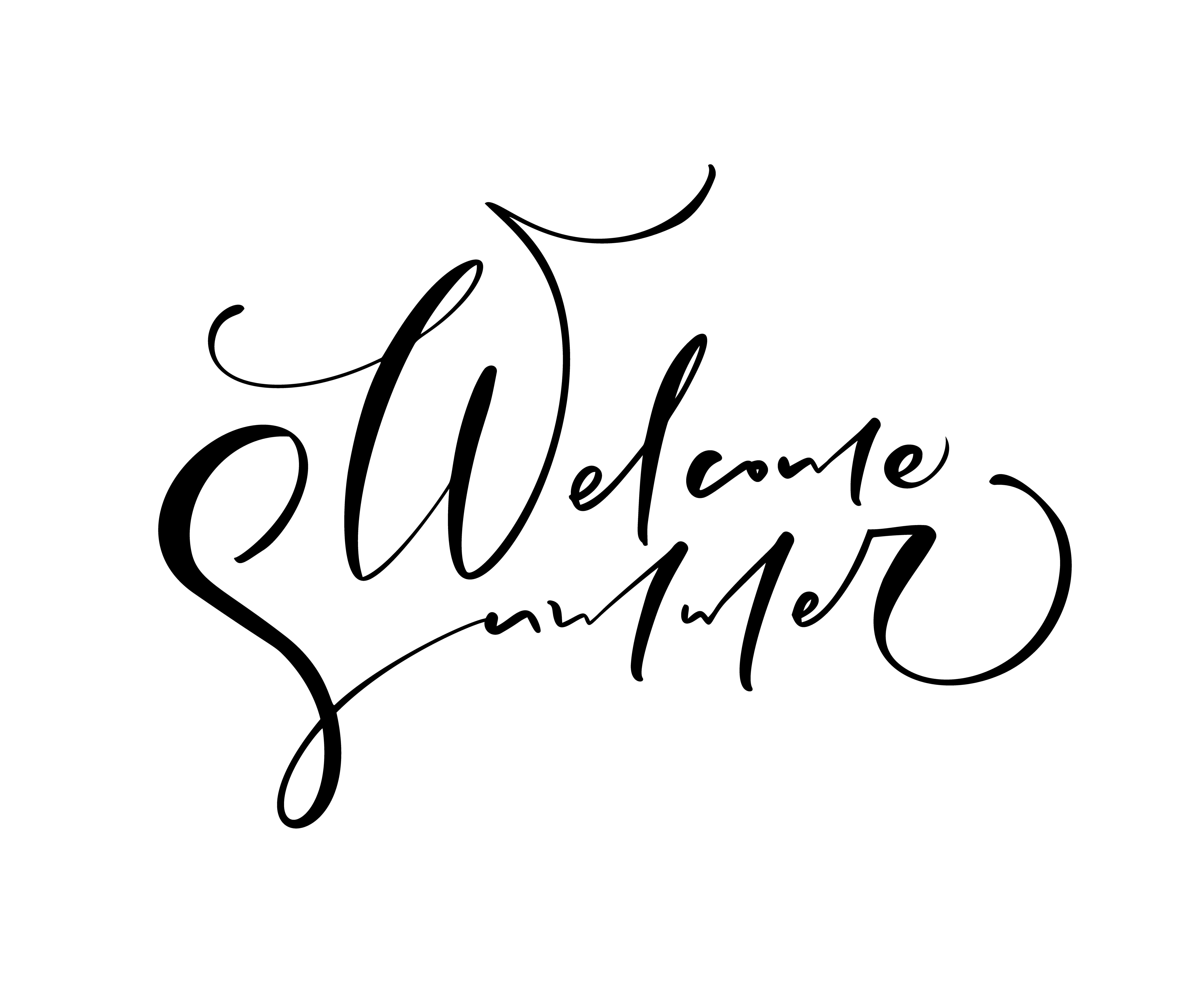 6000x5141 Welcome Summer Hand Drawn Lettering Calligraphy Vector Text Fun