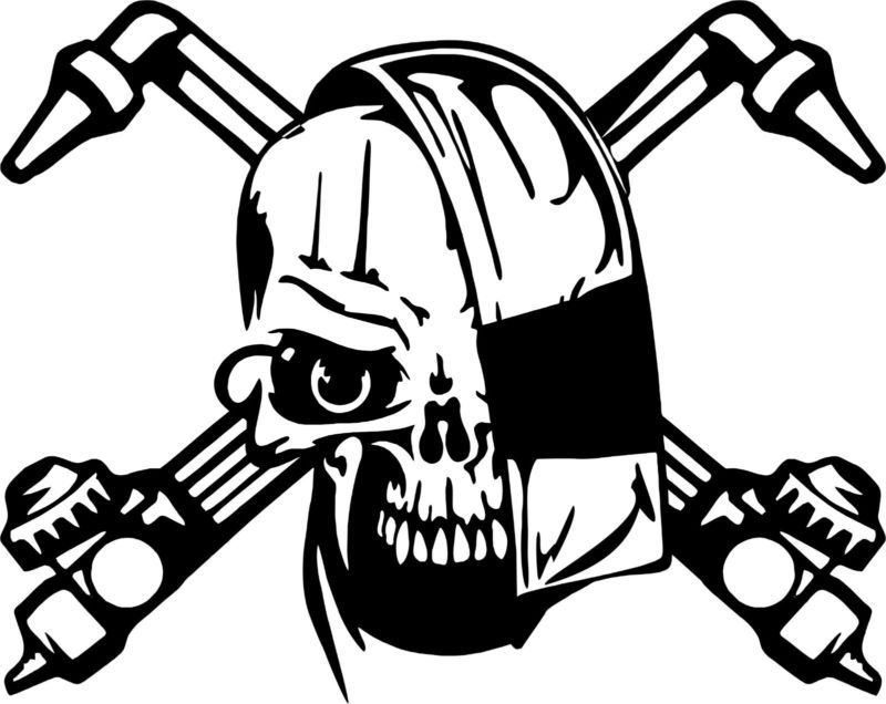 800x636 Details About Welder Skull Welding Helmet Torch Car Truck Window