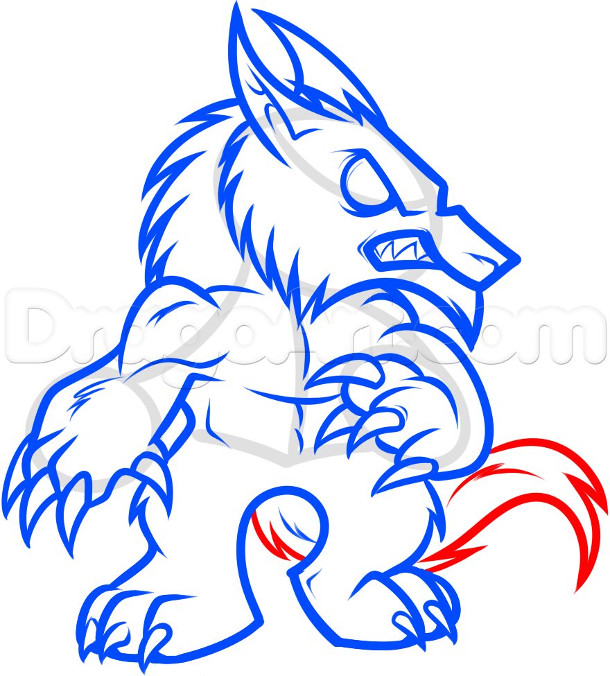 880x975 How To Draw A Chibi Werewolf, Step