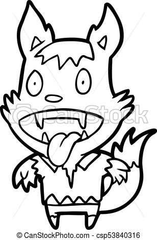 308x470 Line Drawing Of A Halloween Werewolf