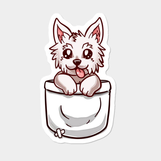 650x650 Pocket Cute West Highland Terrier Sticker