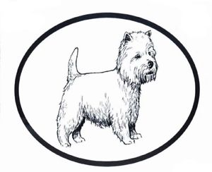 300x244 Dog Breed Oval Vinyl Car Decal Black White Sticker West Highland