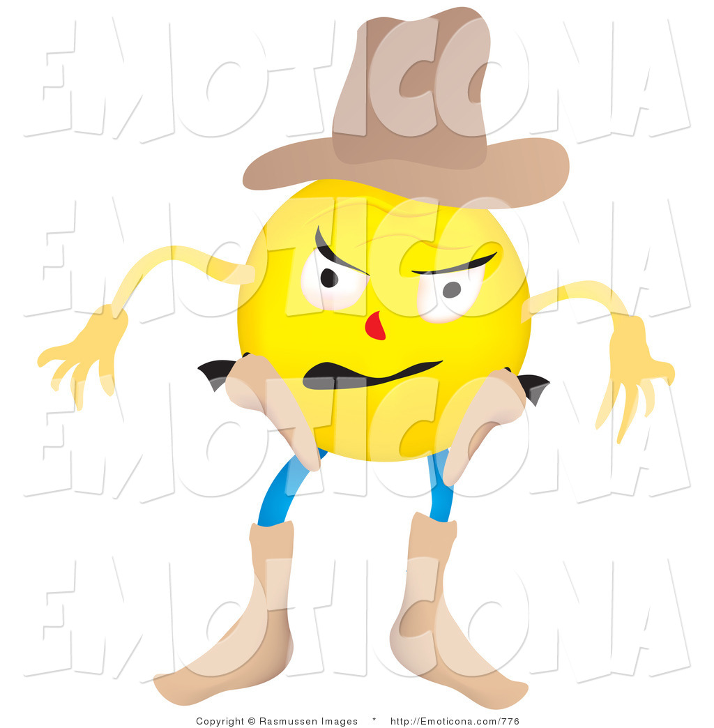1024x1044 Illustration Of A Western Cowboy Emoticon Preparing To Draw His