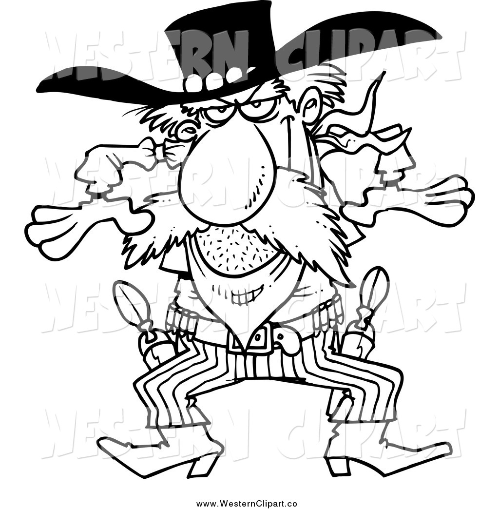 1024x1044 Vector Clip Art Of A Black And White Western Gunslinger Cowboy