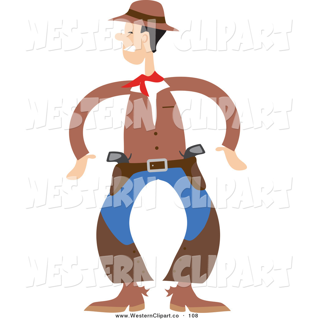 1024x1044 vector western clip art of a western cowboy man ready to draw his