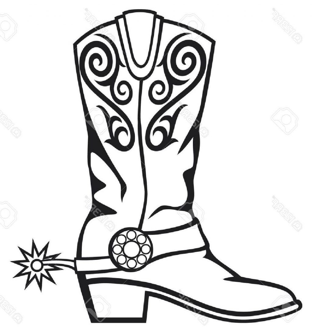1024x1088 Clip Art Western Theme Cowboy Boots B W I Abcteach Com Inside