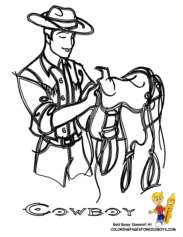 612x792 Saddle Up Cowboy Picture Coloring Free Indians Hats Boots Horses