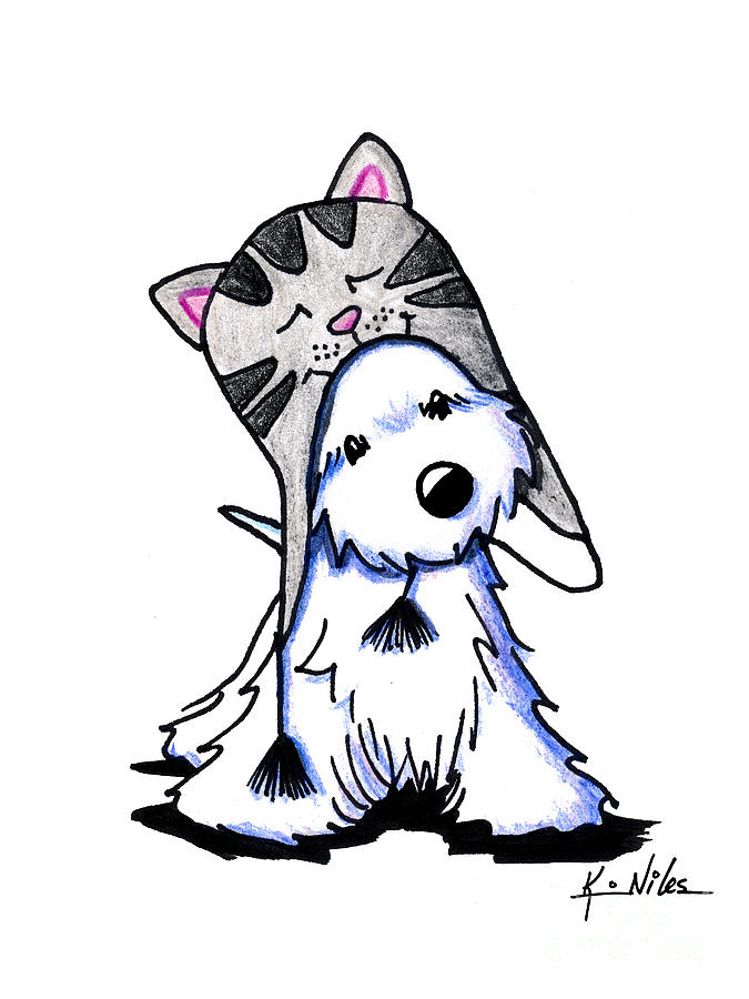 675x900 Kitty Hat Westie Drawing