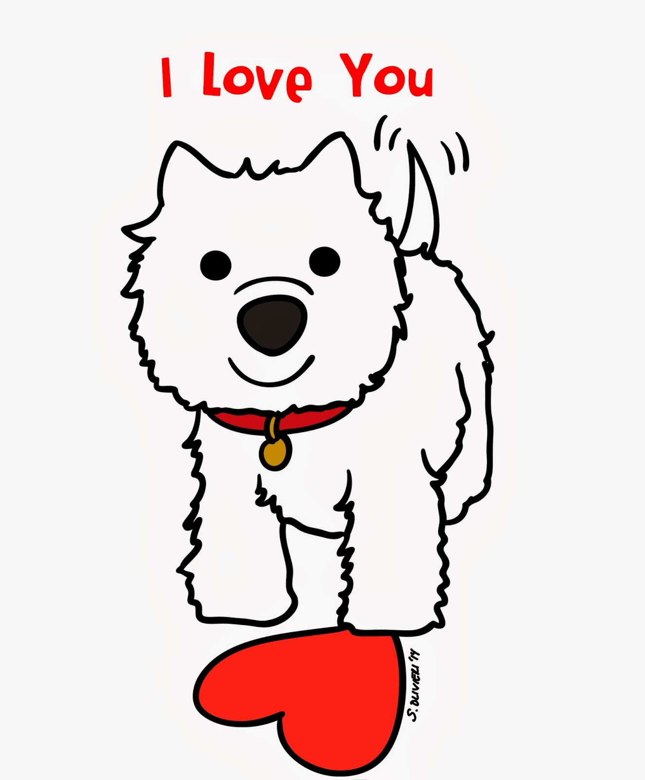 1325x1600 I Love You Westie New Drawing