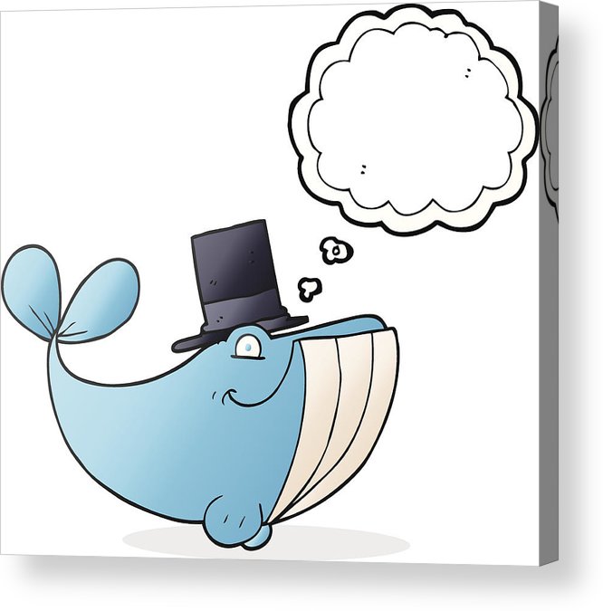 666x675 Thought Bubble Cartoon Whale Wearing Top Hat Acrylic Print