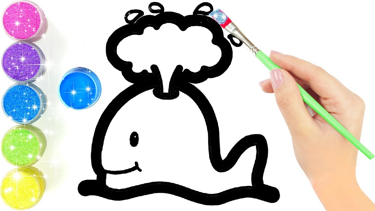 1280x720 Glitter Whale Coloring And Drawing For Kids, Toddlers Kis Kis