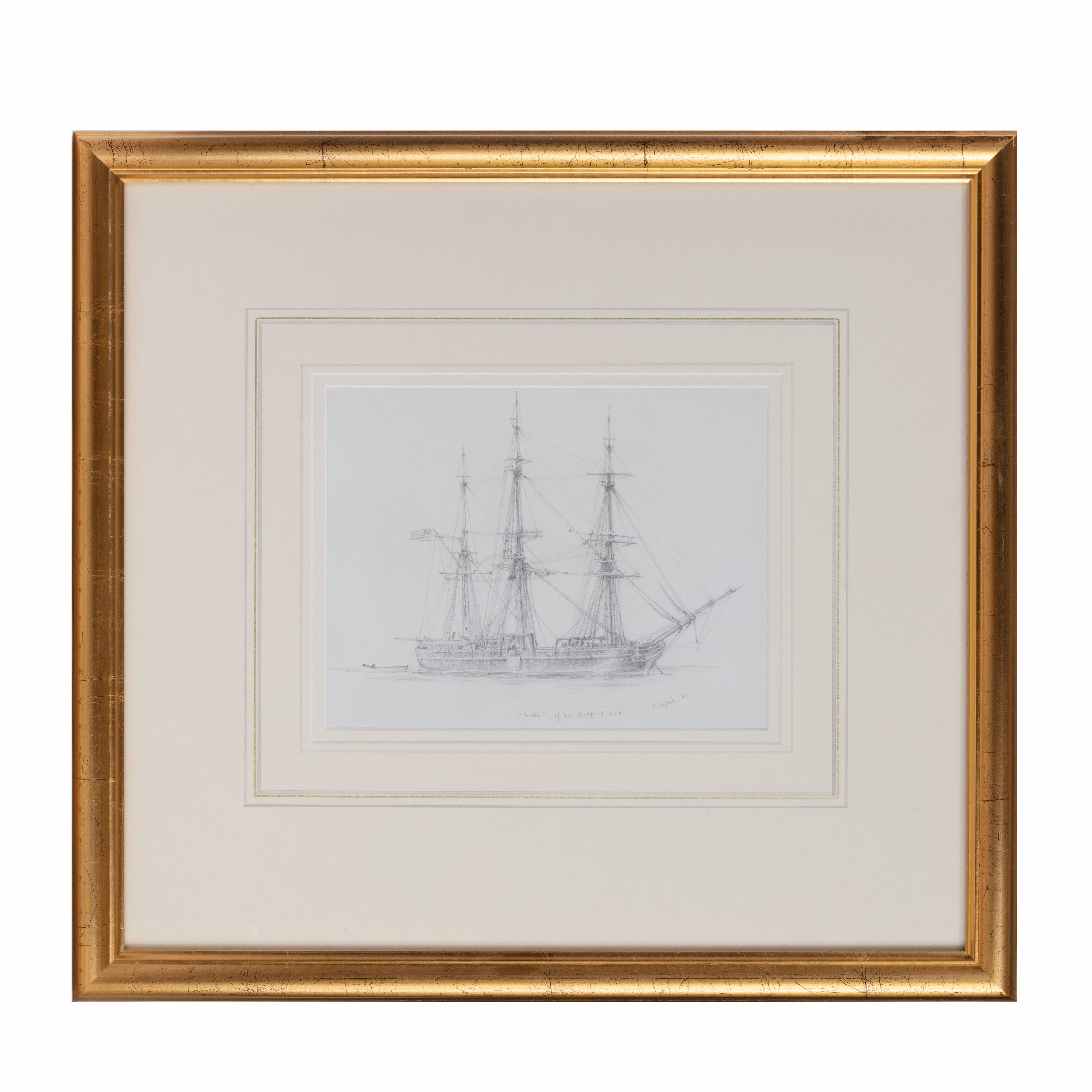 3508x3508 Pencil Drawing Of A Three Masted Whaling Ship