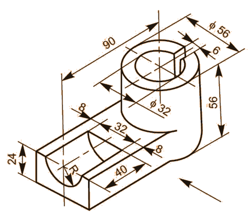 500x446 Sectional View Solved Examples Orthographic Projections Cad