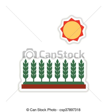 450x470 Paper Sticker On White Background Wheat Field Paper Sticker