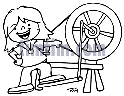 514x399 Free Drawing Of Spinning Wheel Girl Bw From The Category Hobby