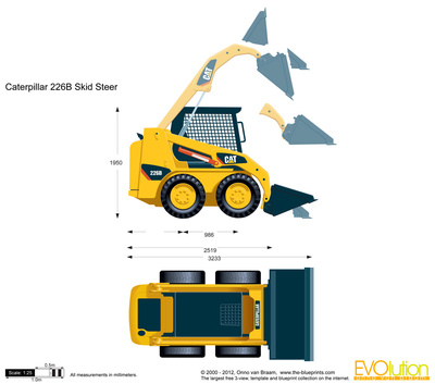 400x353 Caterpillar Skid Steer Loader Vector Drawing