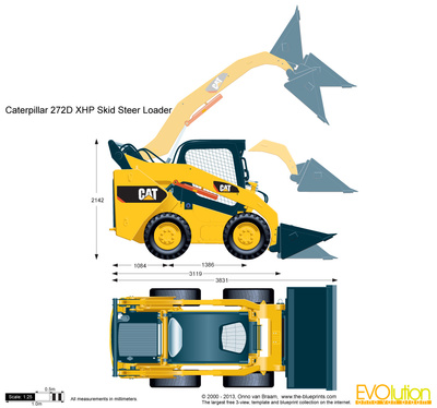 400x374 Caterpillar Xhp Skid Steer Loader Vector Drawing