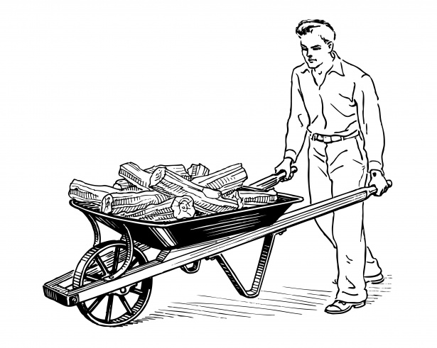 615x491 Man Pushing Wheelbarrow Clipart Free Stock Photo