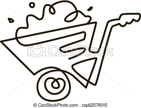 450x346 Vector Line Icon Wheelbarrow Full Of Dirt Gardening One Line