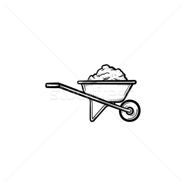 600x600 Wheelbarrow Full Of Sand Hand Drawn Sketch Icon Vector