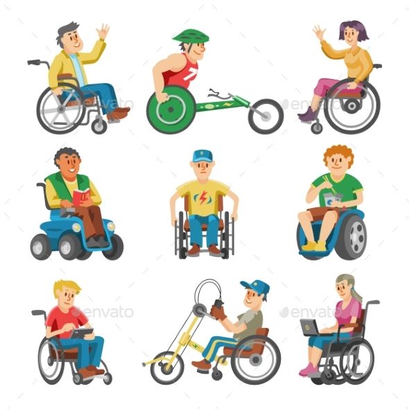 590x590 disabled people in wheelchair vector character of handicapped
