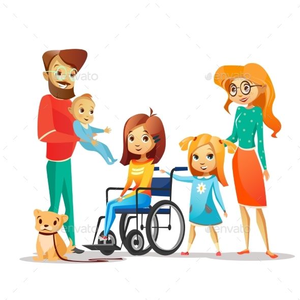 590x590 family and handicapped child vector illustration disabled girl