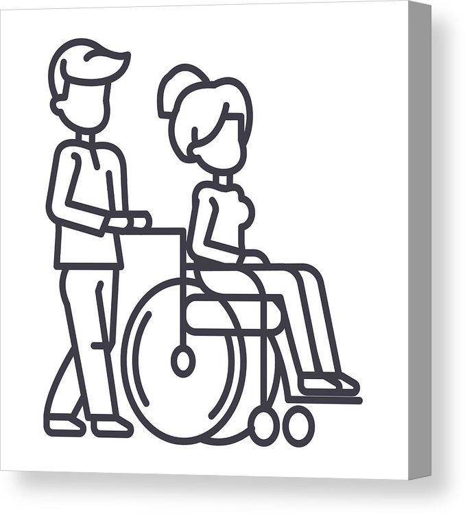 678x750 young man strolling with young woman in wheelchair,nursing care