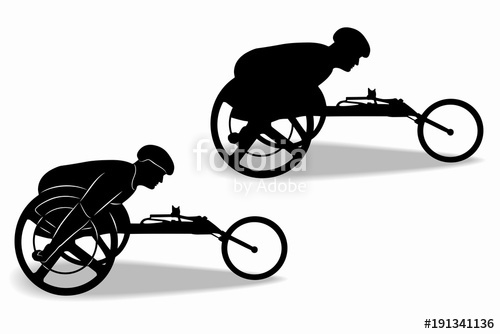 500x334 Silhouette Of An Invalid Athlete On A Wheelchair, Vector Drawing