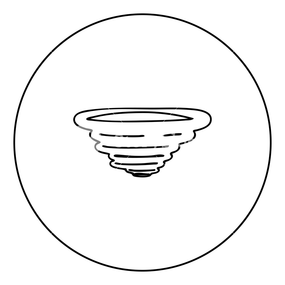 1000x1000 whirlwind black icon in circle outline vector illustration