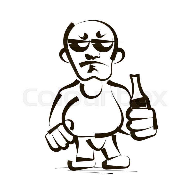 800x800 Young Depressed Big Bottle Of Whiskey Stock Vector Colourbox