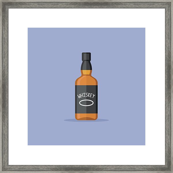 600x600 Bottle Of Whiskey Flat Style Icon Vector Illustration Framed