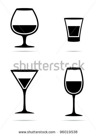 333x470 Icons Glass Wine Glasses, Brandy, Whiskey And Martinis Silhouette