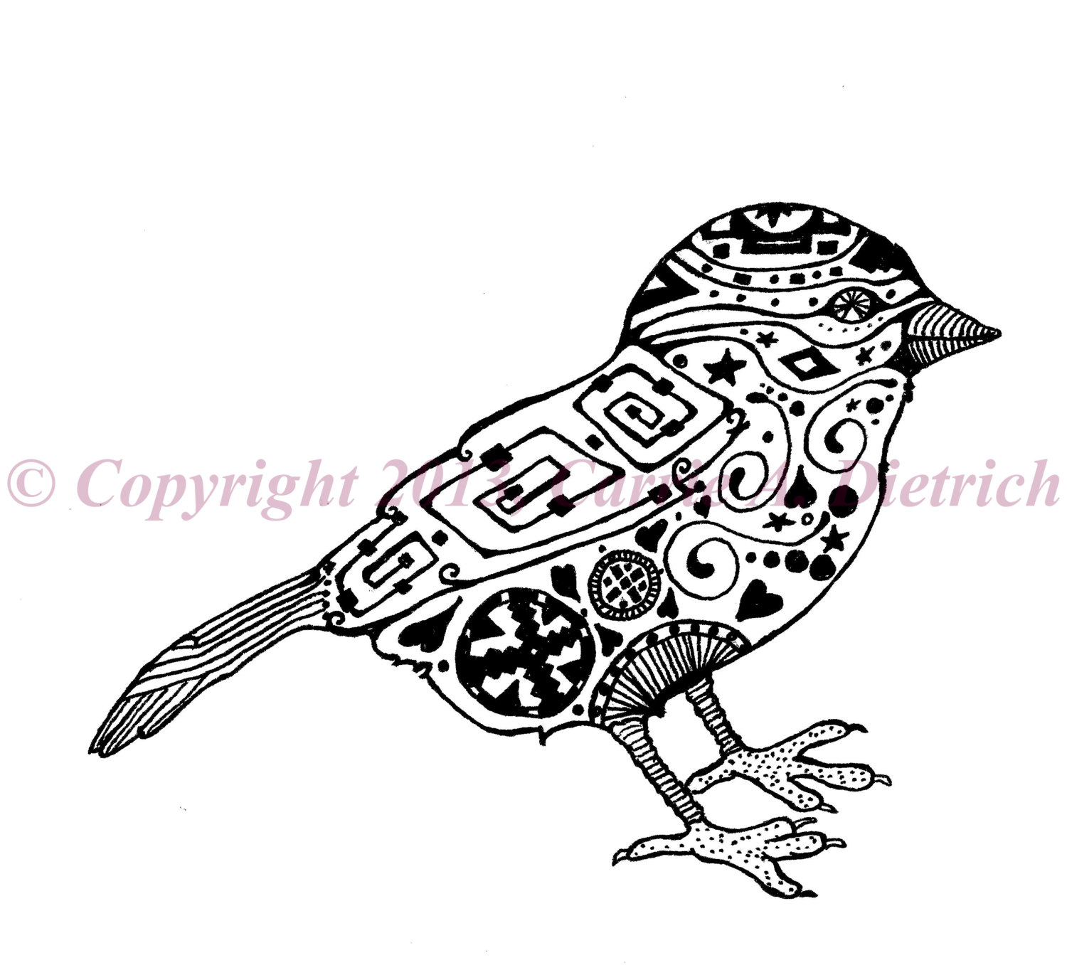 1500x1357 Art Black And White Art Pen And Ink Bird Bird Drawing Bird Etsy