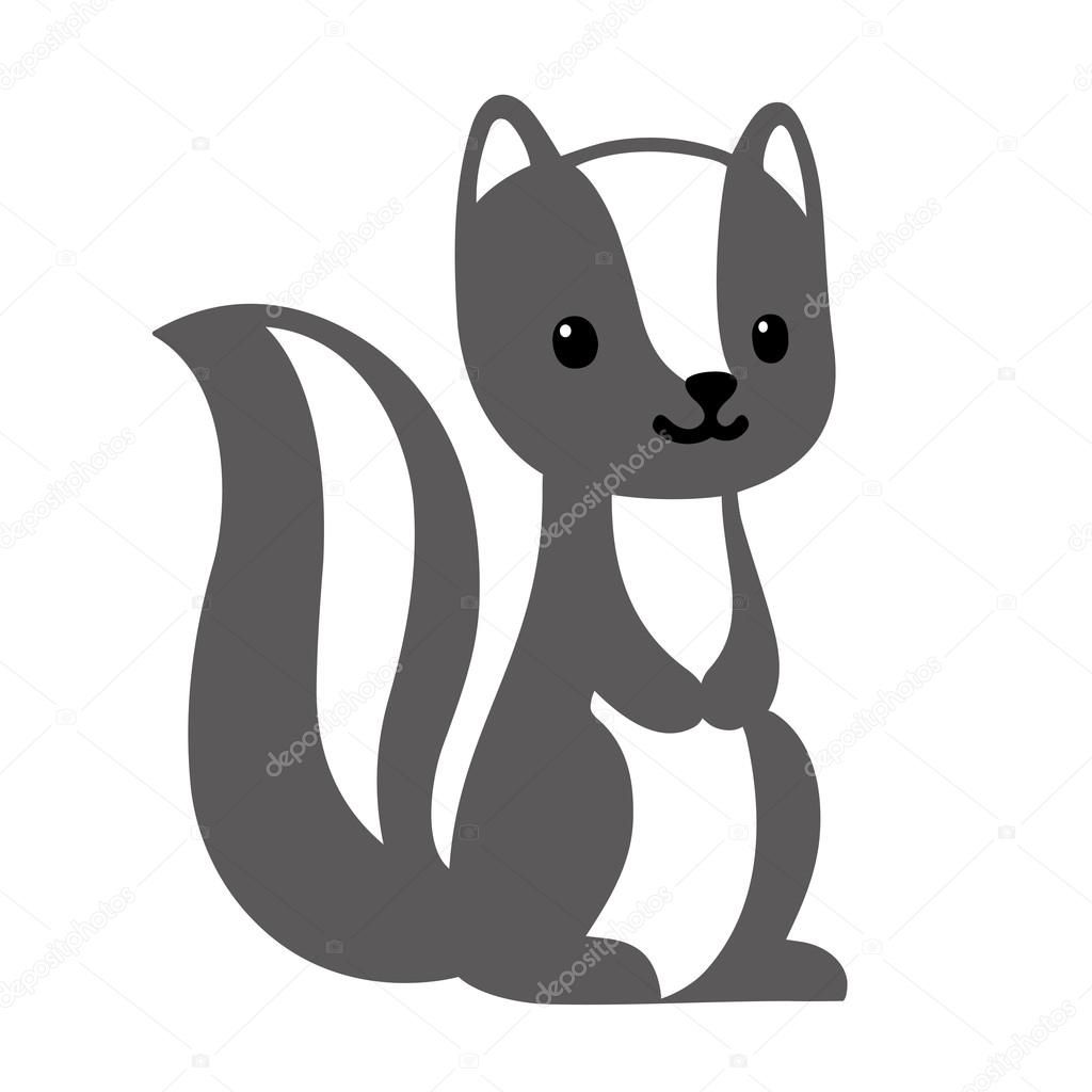 1024x1024 Cute Cartoon Skunk, Simple Modern Style Vector Illustration