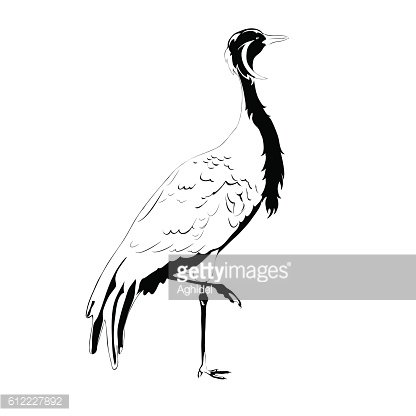 416x416 Black And White Vector Crane Premium Clipart