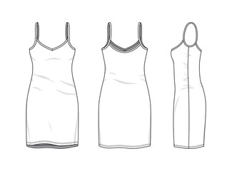 325x240 Blank Clothing Templates Of Women Strapless Dress In Front, Side