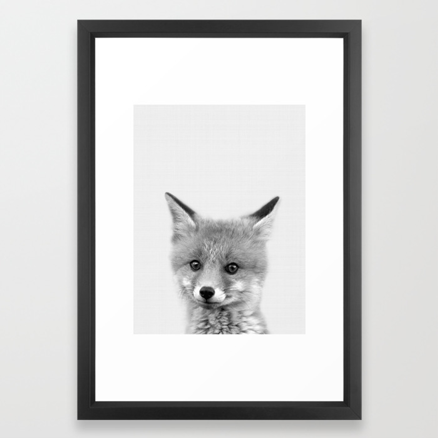 1500x1500 Black And White Fox Print, Fox Wall Art, Nursery Decor, Animal Art