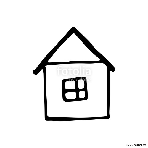 500x500 House Drawing Icon Sketch Isolated Object Stock Image
