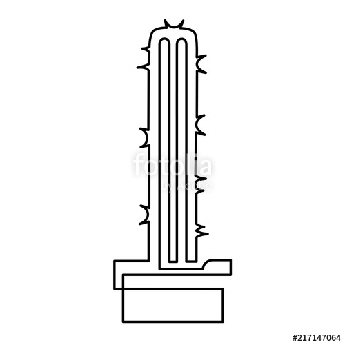 500x500 Continuous Line Drawing Of Vector Cute Cactus Black And White
