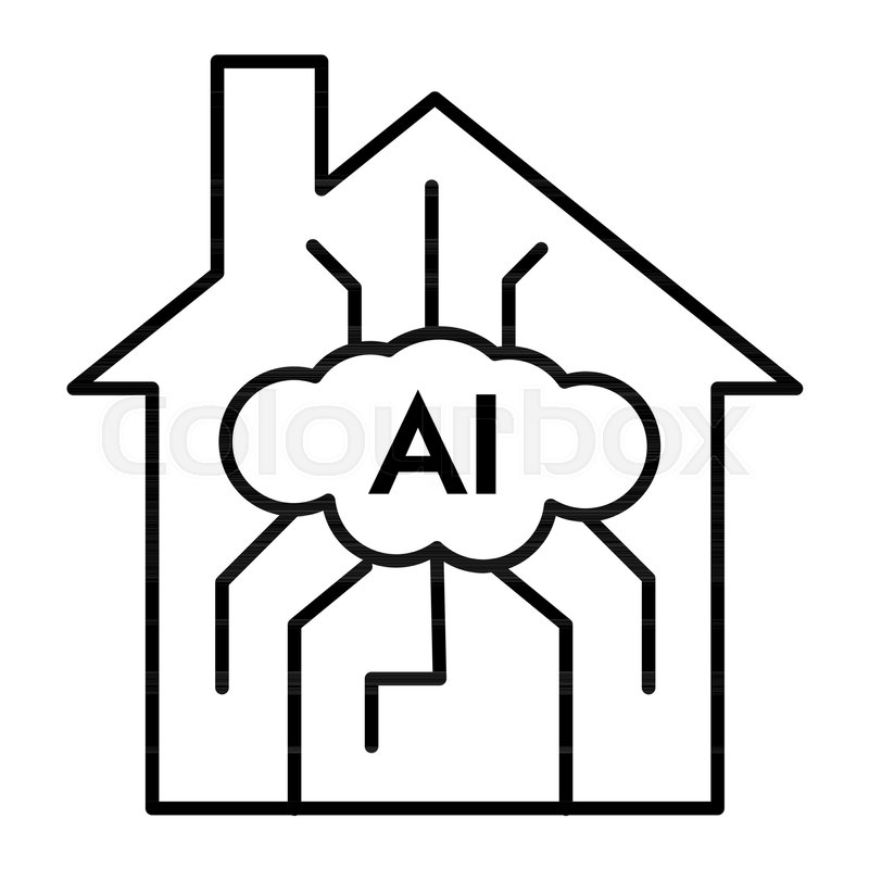 800x800 Smart Home Thin Line Icon House With Stock Vector Colourbox