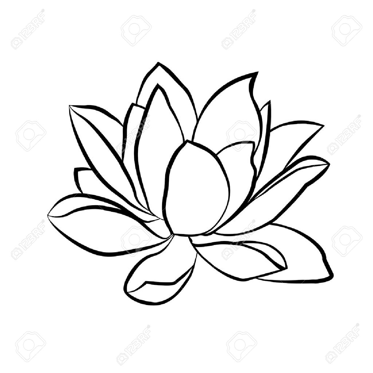 1300x1300 Lotus Flower Drawing Black And White Lotus Flower Drawing Black